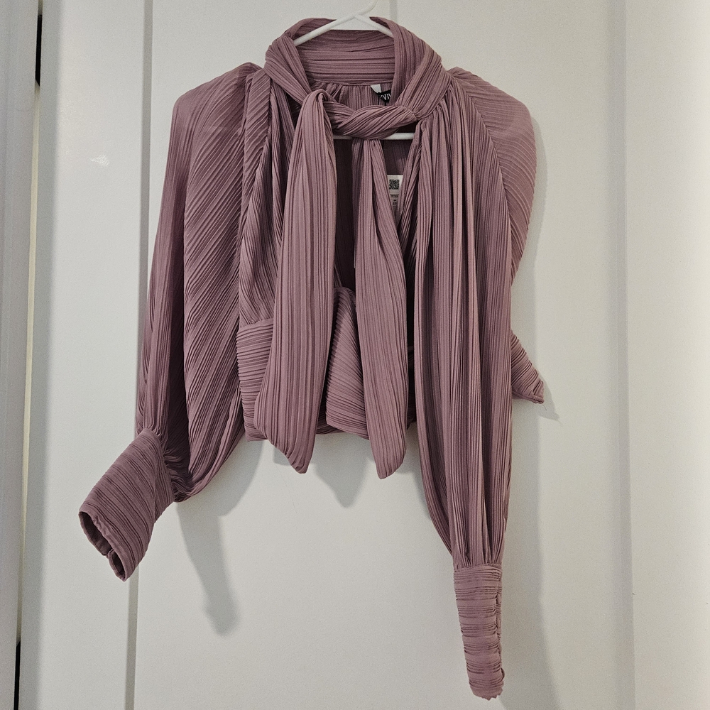 Zara Pleated Blouse in Soft Pink